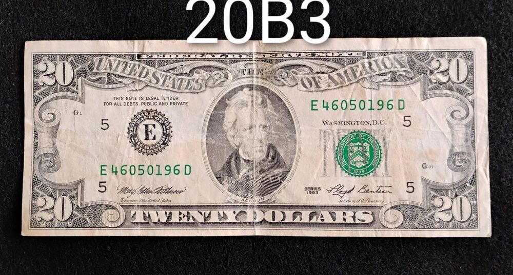 Vintage Twenty Dollar ($20) Bill Federal Reserve Note Richmond 1993 E [AL-20B3]